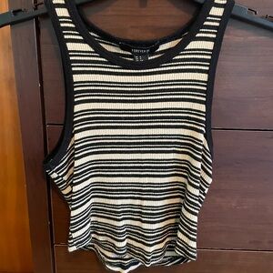 Forever 21 Black and Tan Striped Women's Tank Top